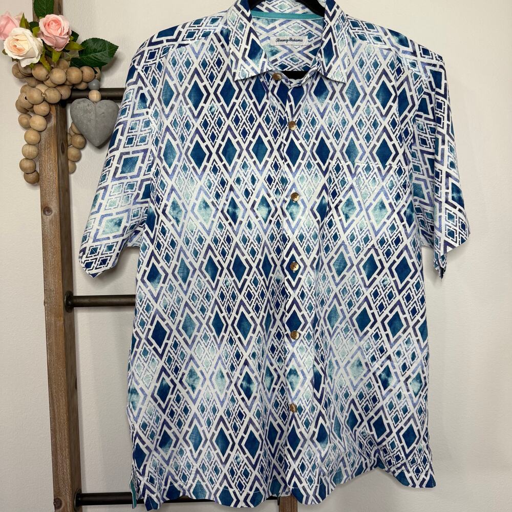 Tommy Bahama Men's Blue Silk Blend Shirt - Size Large - Picture 2 of 8
